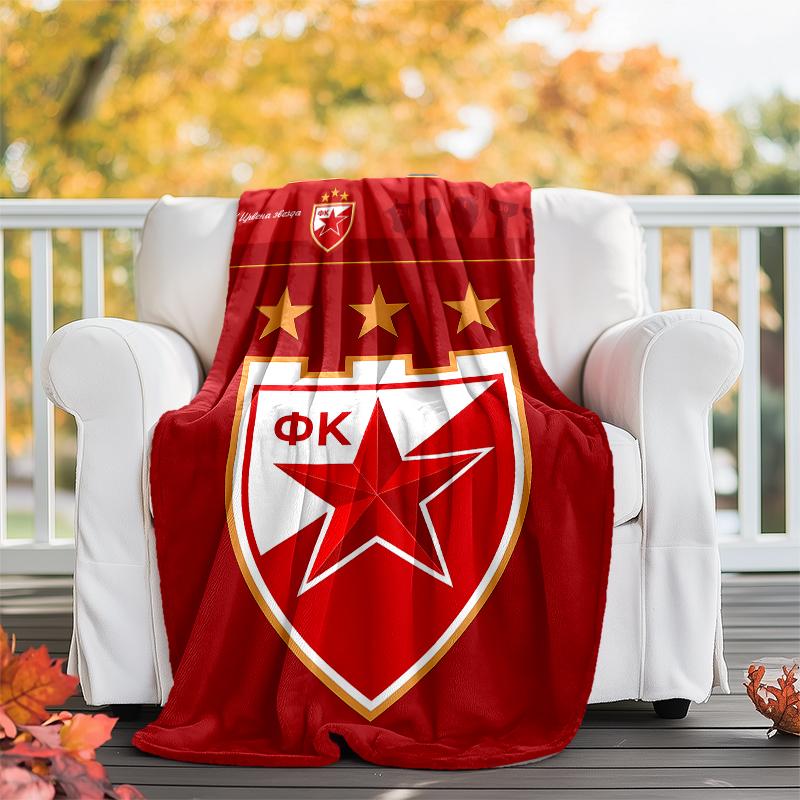 Red Star logo printed blanket—lightweight,soft,warm;versatile blanket all seasons—perfect as &air-conditioning throw,nap blanket