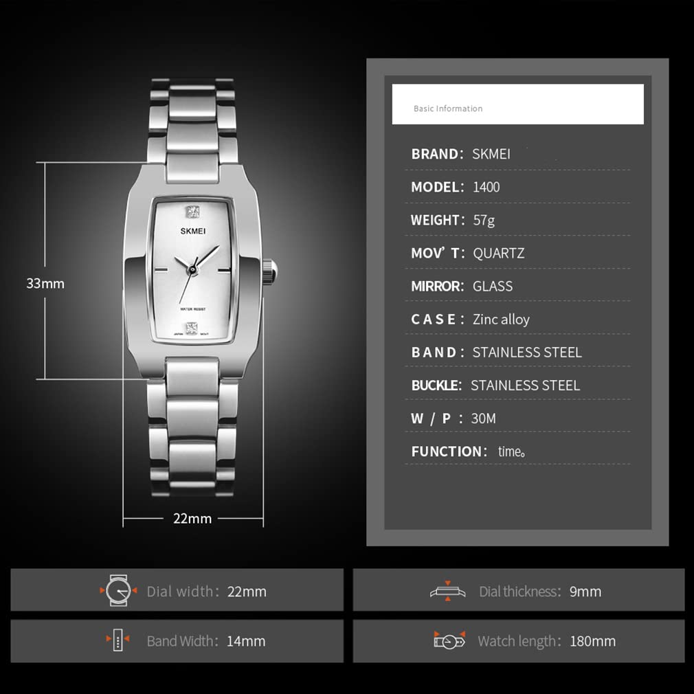 Часы SKMEI Простые стильные квадратные часы водонепроницаемые повседневные аналоговые кварцевые деловые брендовые милые из нержавеющей стали маленькие квадратные роскошные подарочные