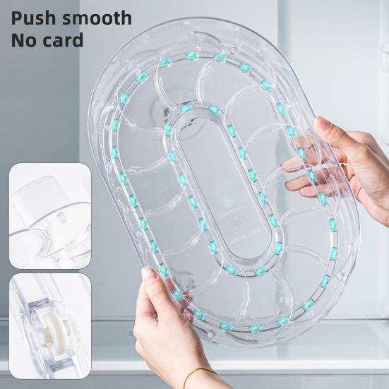 Fridge Storage Box Spice Rack 360-Degree Rotatable Design Large Capacity Transparent Turntable Condiment Organizer