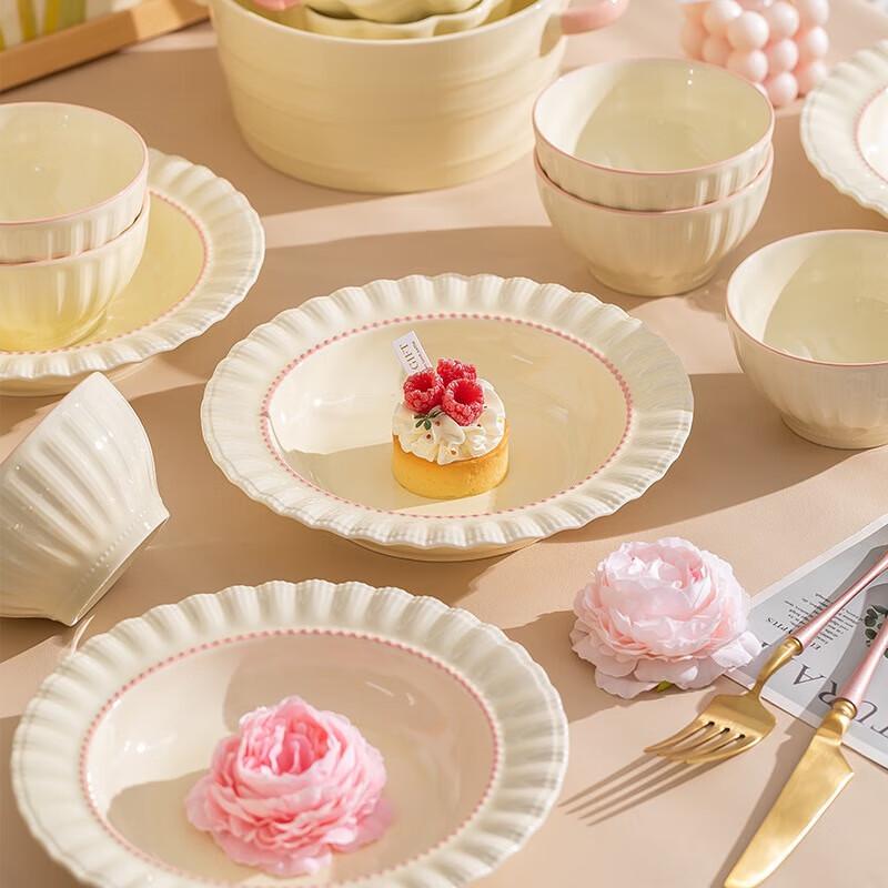 KANGMO Романтичные розовые керамические глубокие тарелки, 8,25 дюйма (2-Pack)