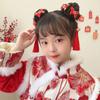 Tassel Bow Wig Braid Hair Rope Flower Ancient Style Scrunchines Chinese New Year Headwear  Children