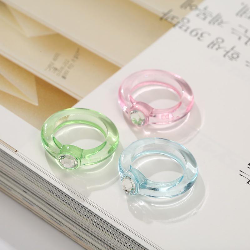 iF ME Корейские прозрачные акриловые кольца с бриллиантами, модные кольца на палец ярких цветов, женские ювелирные аксессуары, подарок