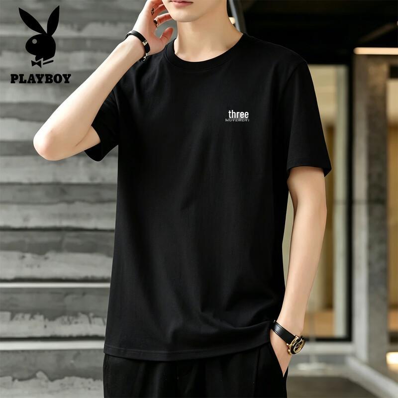 PLAYBOY Men's 2026 Summer Casual Cotton Short Sleeve T-Shirt