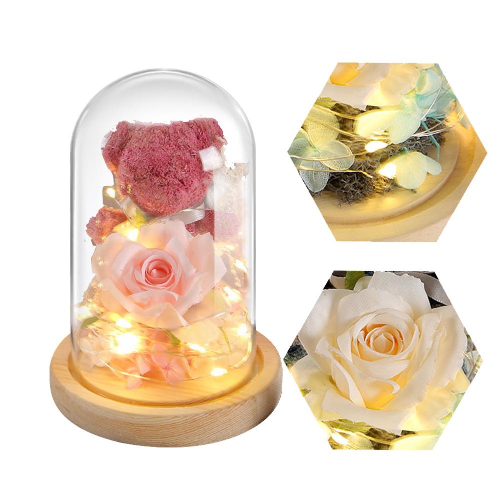 Искусственные цветы Мишка из роз Подарок на годовщину для девушки Рождество День святого Валентина Подарок на день рождения для свадебной вечеринки для любимой