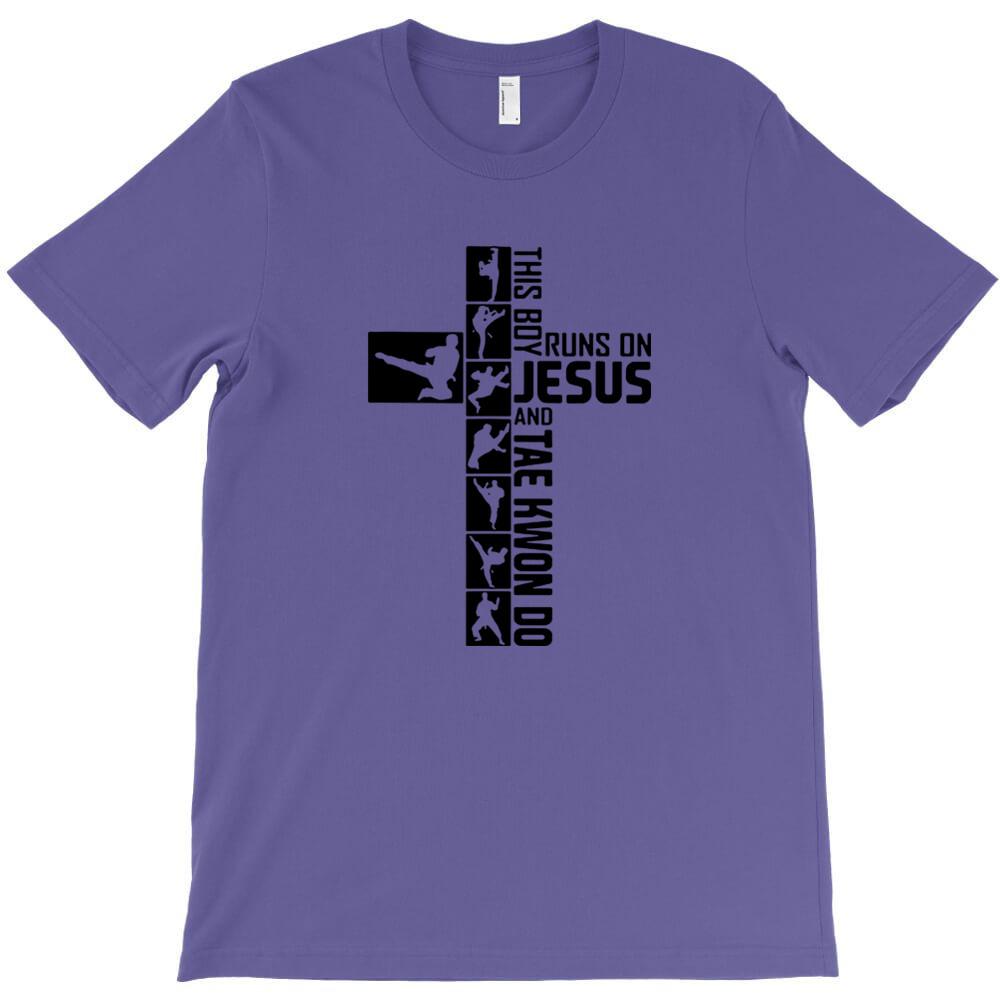 This Boy Runs On Jesus And Tae Kwon Do T Shirt Black Shirt Male Round Neck