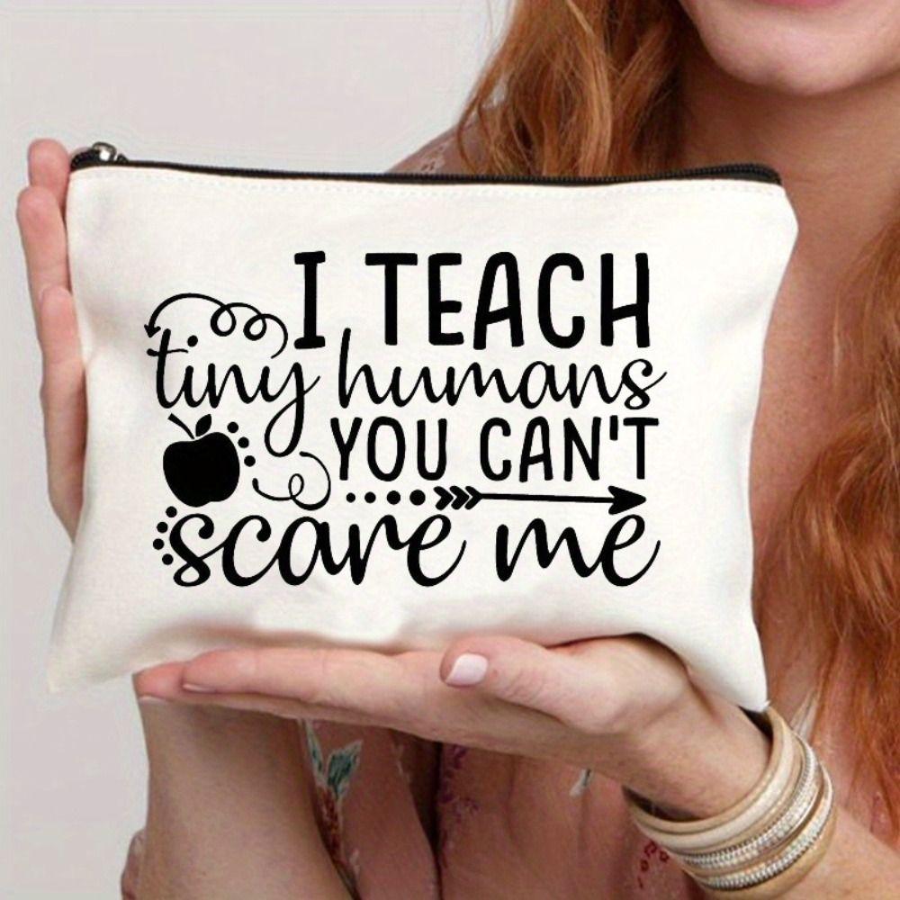 Organizer Pouch Bag Women Linen Cosmetic Bags Coffee Give Me Teacher Power Lipstick Organizer