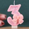 Pink Bow Number Birthday Candle Cake Decoration 1st Year Handmade Birthday Candle 0-9