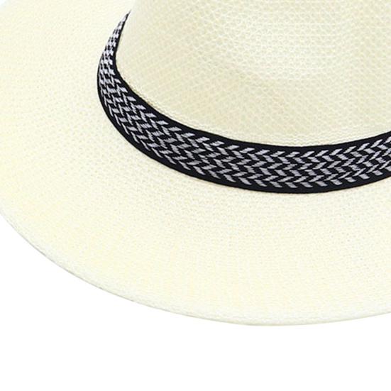 Cowboy Hat Large Brim Sun Protection Men Women Hat Geometric Pattern Decoration Summer Casual Fishing Hat