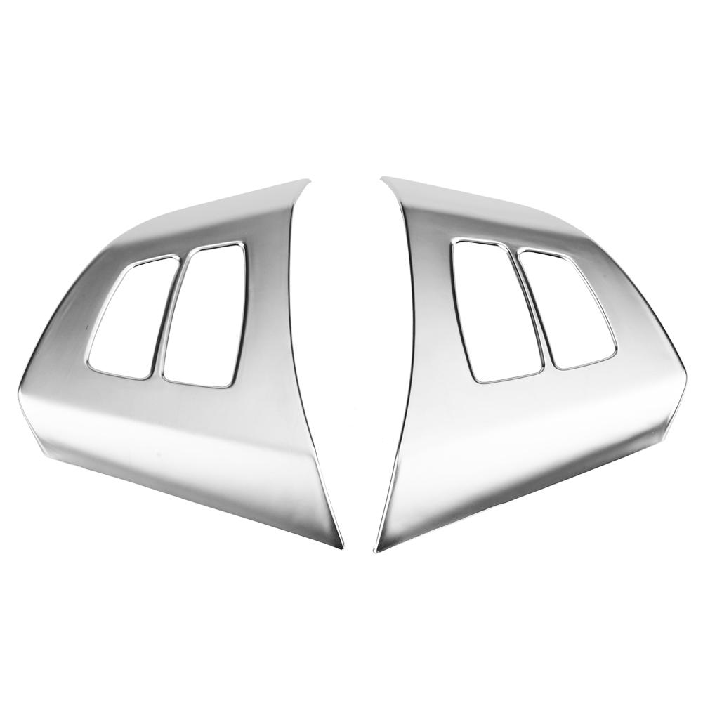 2pcs Chrome Steering Wheel Button Frame Decoration Cover Trim for X5 E70 2008‑2013