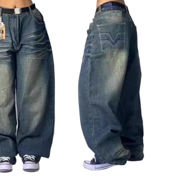 Джинсы женские Y2K американские Харадзюку ретро стираные свободные джинсы уличная мода повседневные готические брюки с высокой талией для мужчин и женщин