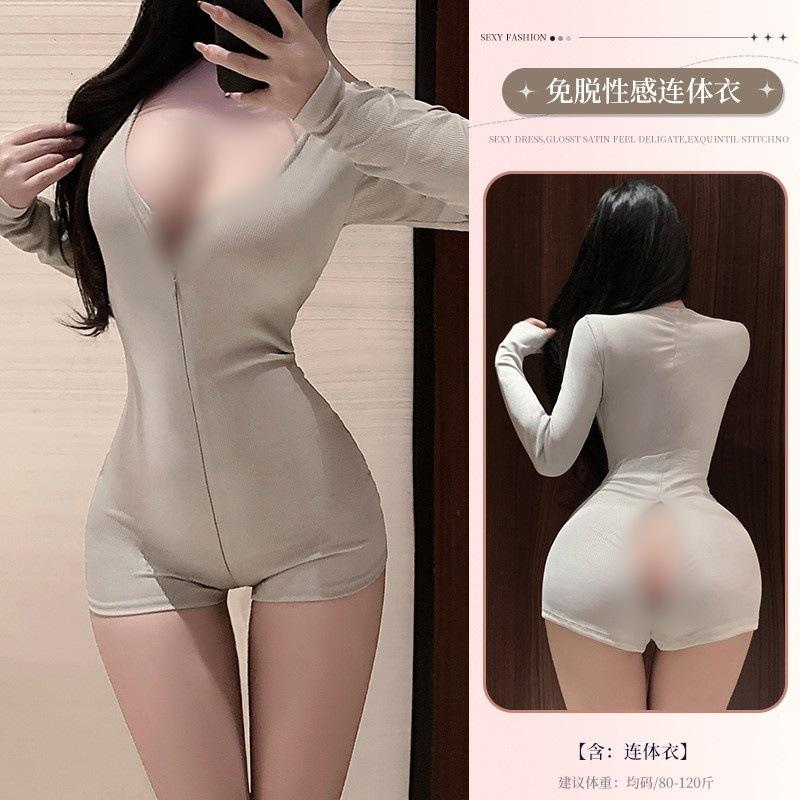 Erotic lingerie, yoga, sexy stunner, jumpsuit, zipper opening, pure desire, free from breast-baring uniforms