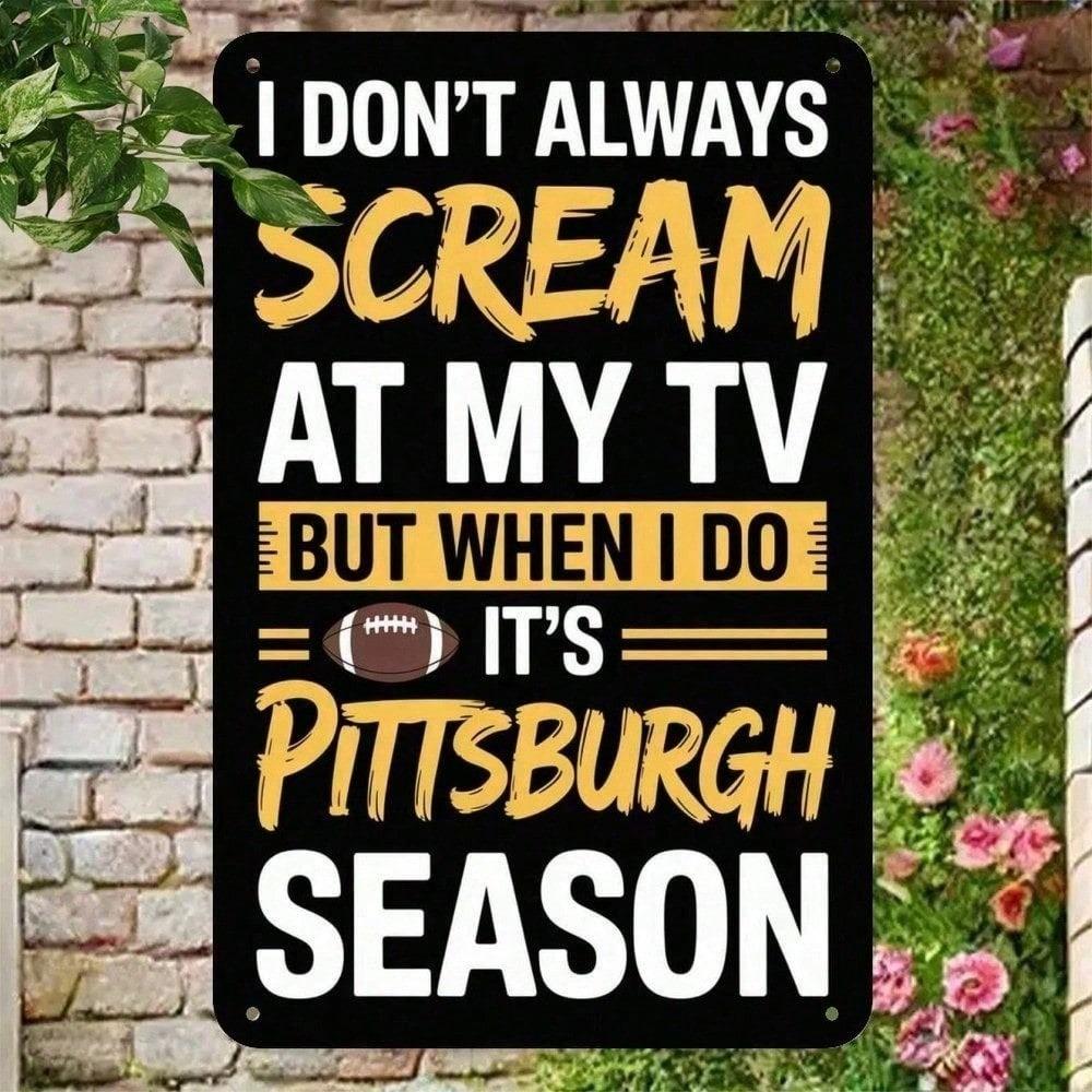 Pittsburgh Steelers Vintage Metal Tin Sign 8x12 Inch Man Cave Wall Decor Gift for American Football Fans