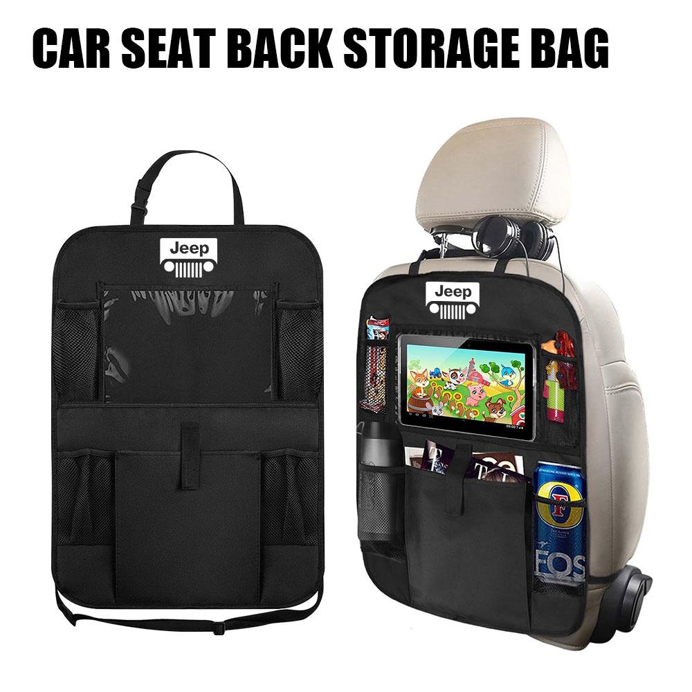 CQAHOI1 Car Interior Organizer Accessories Multi Pocket Seat Back Storage Bag For Jeep GrandCherokee Wrangler Gladiator Compass Renegade