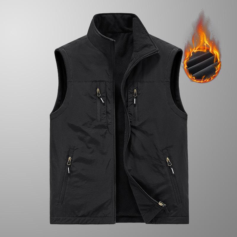 Double Sided Velvet Vest Outdoor Quick Drying Men's Thin Workwear with Shoulder Vest