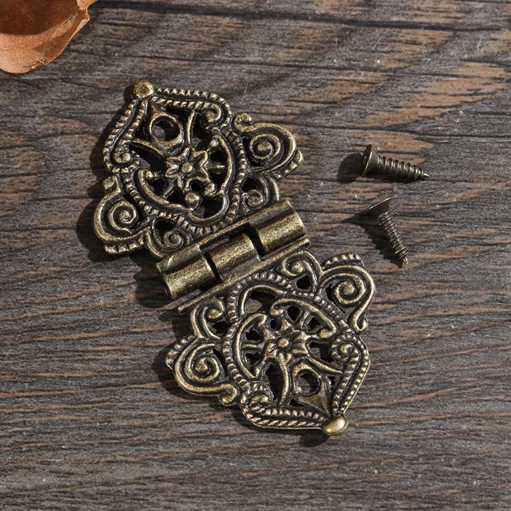 DIY Decorative Chinese Style Lace Vintage Mini Furniture Hardware Hollow Flower Butt Hinges Antique