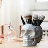 Держатель для кистей для макияжа в форме черепа, большой контейнер для кистей для макияжа, прочная конструкция из смолы, органайзер для хранения