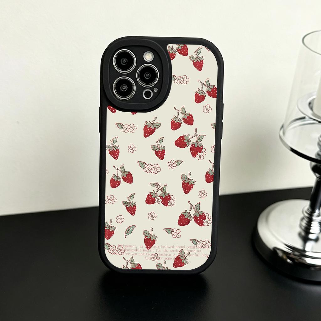 Чехол для телефона Ins Клубника Для iPhone 17 16 14 13 12 11 Pro Max Чехол Для iPhone 16 15 Pro Ударопрочный Защитный Чехол от Падения