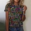 3d Fashion Graffiti Women's T-Shirt Color Casual Loose Top Round Neck Oversized Short Sleeved Summer Outfit T-Shirt 2024