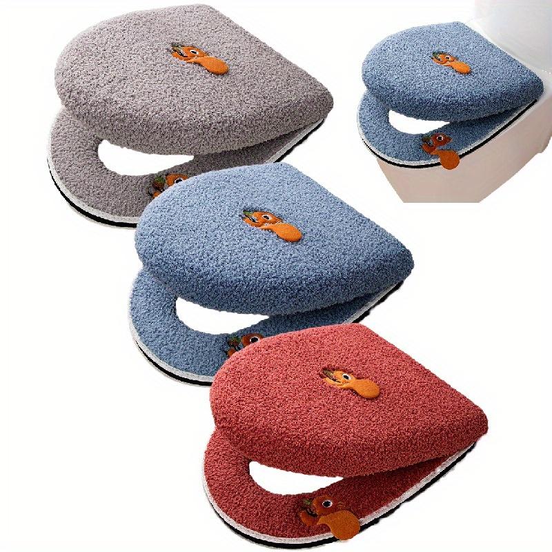 2pc/set Of Warm Toilet Seat Covers, Including Toilet Seat Cover And Toilet Lid Cover, Warm Soft Washable Closestool Seat Cushion
