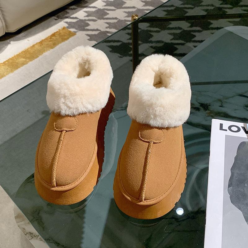 Мао Мао рот зимние сапоги женские новые на толстой подошве короткие голенища утолщенные на одной педали ленивые хлопковые туфли осень-зима 2025