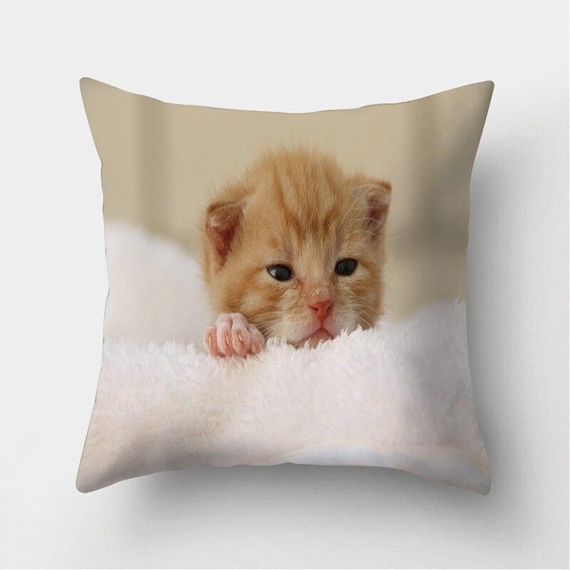 Декоративные подушки с милым кошачьим принтом, наволочка, чехол для подушки из полиэстера, подушка, украшение для дивана, гостиной, наволочка