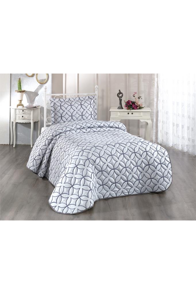 Комплект стеганых покрывал Parolin 3шт, Покрывало 180x240, Наволочка 50x70, Один размер, Кружево, Серый