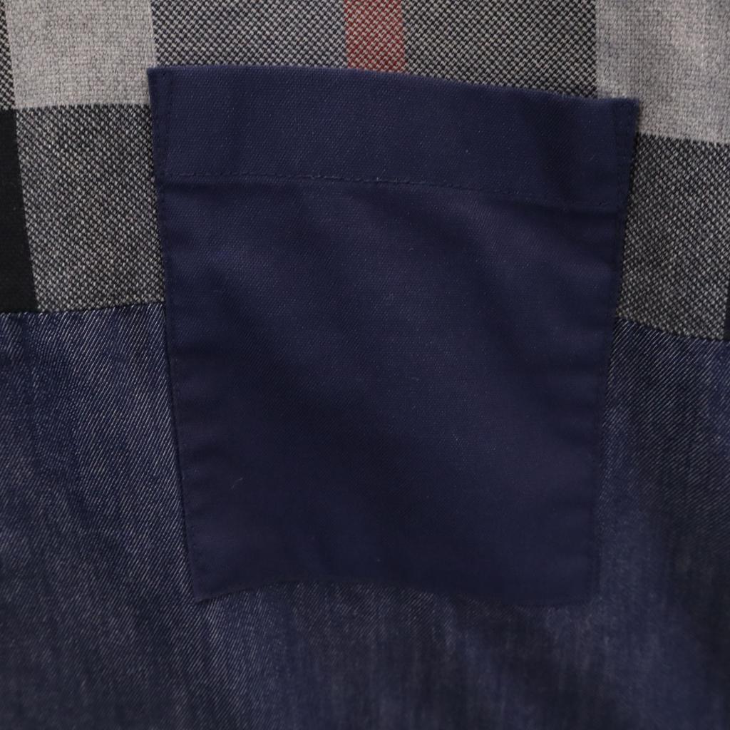BLACK LABEL CRESTBRIDGE Long sleeve Checkered x Denim Patchwork shirt S Men's Used