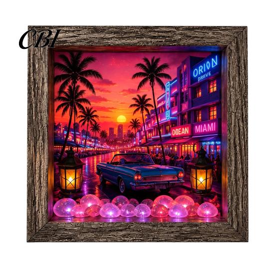 Cozy Corner Night Lamp Wooden 3D Shadow Box LED Light, Retro Street Scene Light Table Unique Housewarming Present Decor, Warm Glow Art Frame