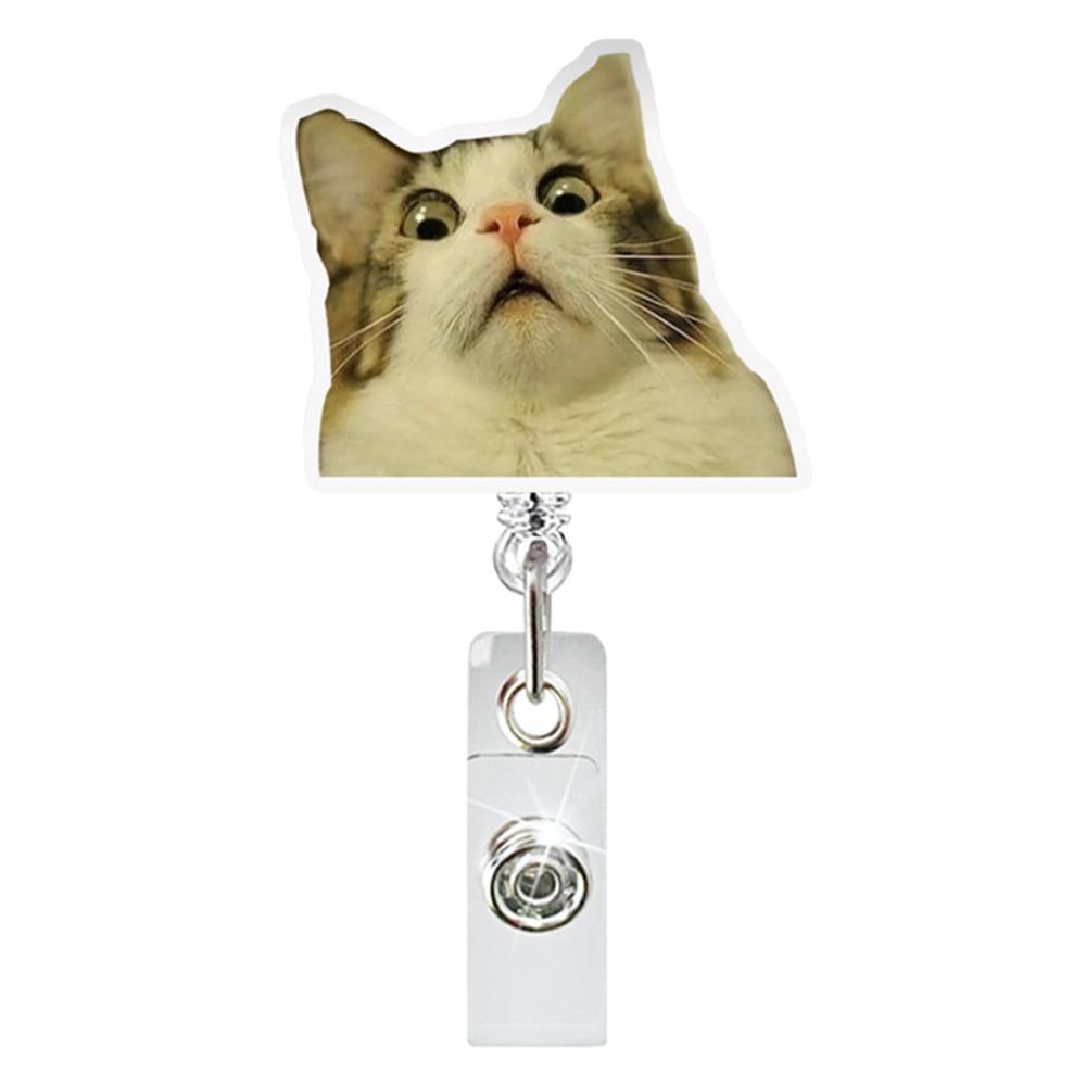 Акриловые мемы катушки для значков шнурок для удостоверения личности клипса забавный брелок для ключей с котом