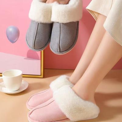 Мода Мода Ретро Дом Женские Тапочки Зима Новые Круглые Плоские Туфли Простые Универсальные Женские Хлопковые Тапочки Комфорт Противоскользящая Женская Обувь