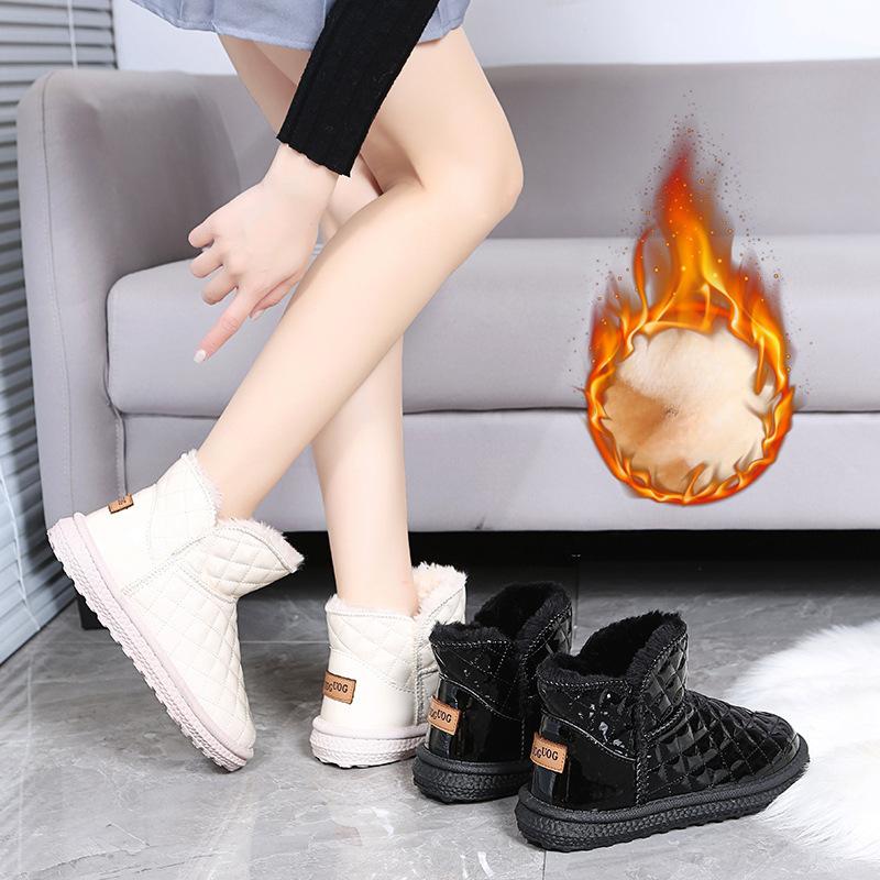 Женские зимние сапоги на плюшевой и утолщенной зимней толстой подошве, теплая женская хлопчатобумажная обувь со зимними ботинками