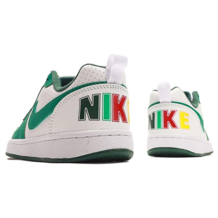 Nike Court Borough Кожа Повседневные Удобные Нескользящие Прочные Низкие Детские Кеды для Скейтбординга Детские кроссовки Белый Зеленый FN3689-131