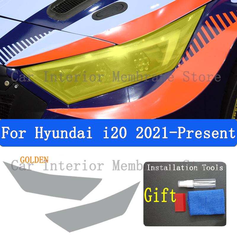 For Hyundai i20 TPU Car Exterior Headlights Anti-Scratch Protective Film Headlamps Repair Sticker Accessories Refit