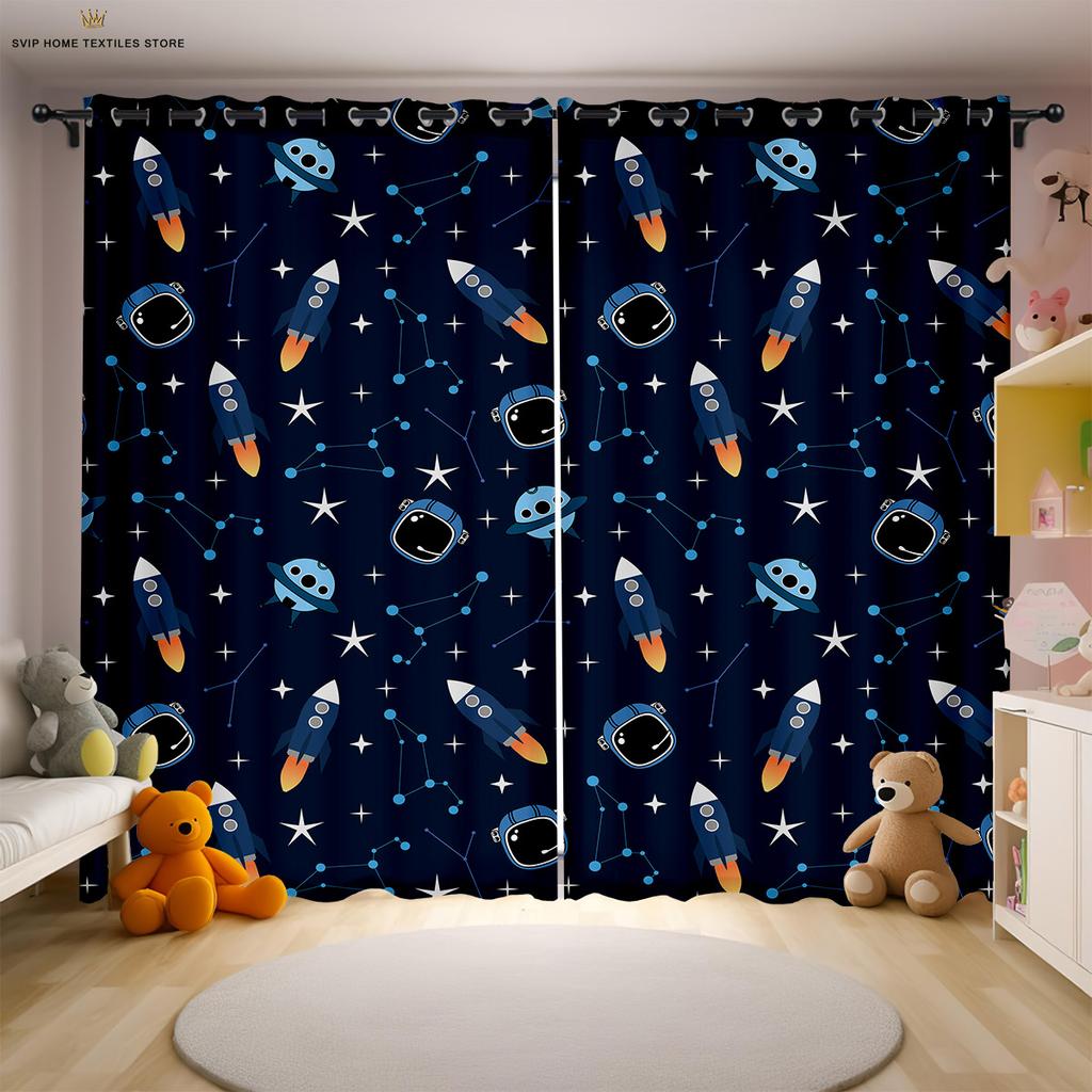Шторы с принтом «Мультяшный космический астронавт» для детской комнаты, подходят для спальни, гостиной, кабинета, декоративные