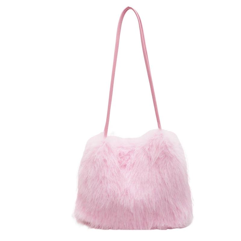 Осенне-зимняя плюшевая сумка, новая модная универсальная повседневная сумка в иностранном стиле, большая вместимость, сумка-мессенджер