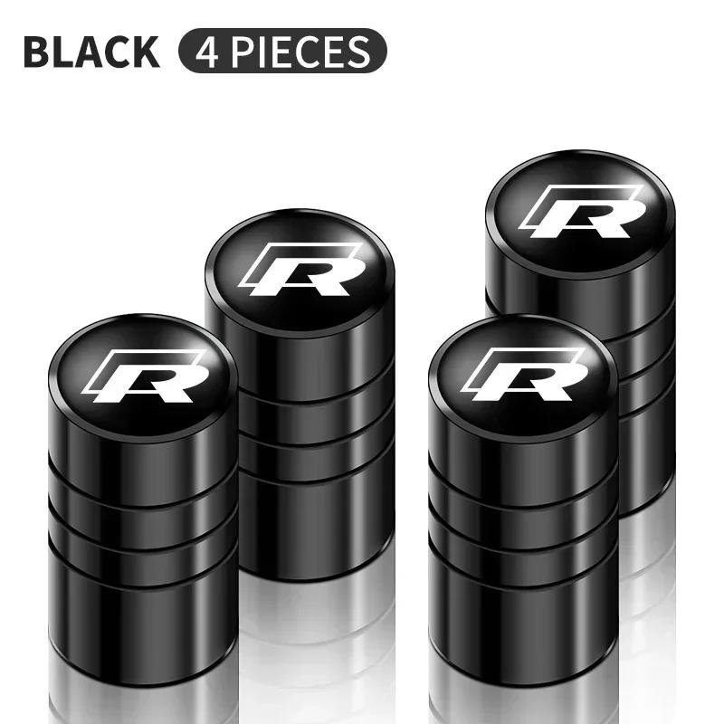 4Pcs Aluminum Round Car Wheel Tire Valve Caps for Volkswagen GTI Rline Polo Golf MK8 Touareg Passat Magotan Tiguan Jetta