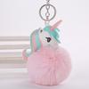14 Colors Unicorn Pompom Keychain Faux Rabbit Fur Ball Key Chain Car Accessories Horse Porte