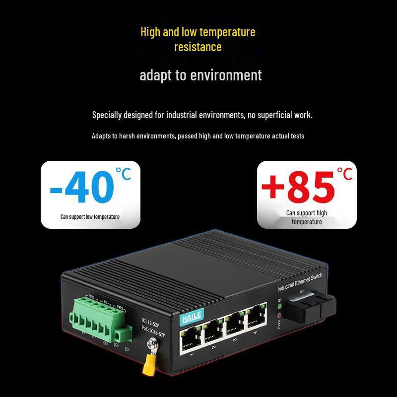 HAILE Industrial 100Mbps Fiber Optic Media Converter Switch