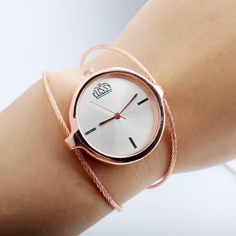Women Metal Watches Simple Steel Wire Watch Bands Vintage Round Quartz Wrist Clock Charm Outdoor