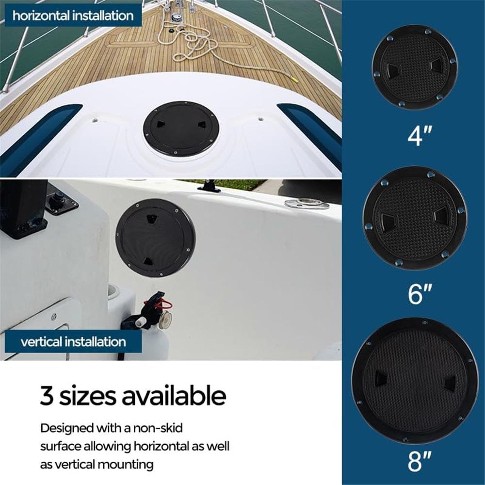 Черные круглые нескользящие смотровые люки - размеры 4", 6", 8" со съемной крышкой - откручивающаяся крышка люка из АБС-пластика для каяка, яхты, черная