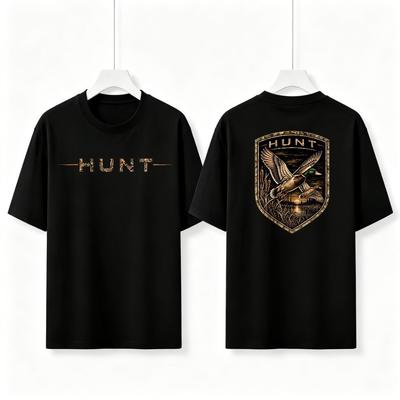 Duck Hunting Graphic T-Shirt Unisex Front Back Print Outdoor Hunter Cotton Tee