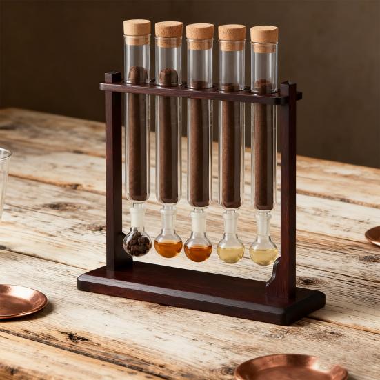 Herb Roll Flavor Infuser Humidor Herb Roll Glass Test Tube Rack with Straight Pipe Ball Base Wooden Stopper Herb Roll Flavor Injector Humidifier