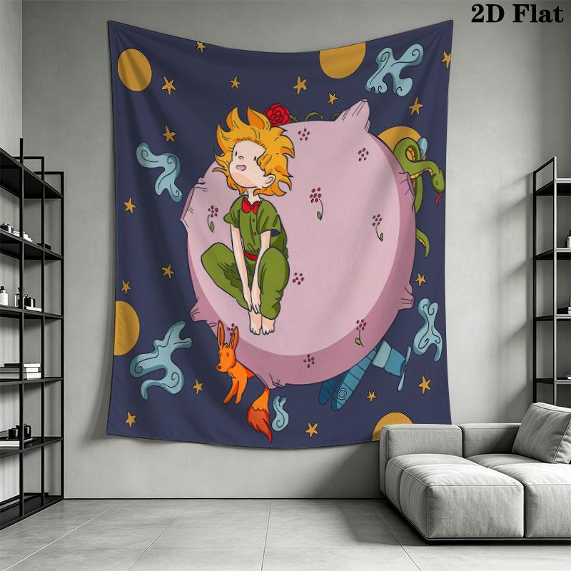 Little Prince Spark Wall Hanging Printed Fabric Blanket Decorative Tapestries for Bedroom Living Room Home Decor