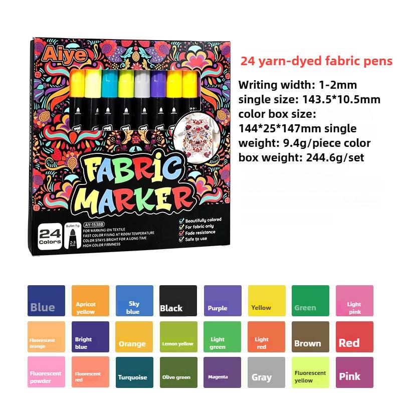 12/24pcs/set Color Fabric Marker Pen Washable Markers Markers Set  School Supplies Art Supplies for Artist