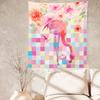Flower Flamingo Print Tapestry, Decorative Background Cloth
