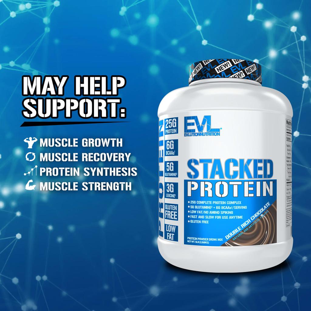 EVLution Nutrition, Stacked Protein, Double Rich Chocolate Flavor, 5 lb (2.268 kg)