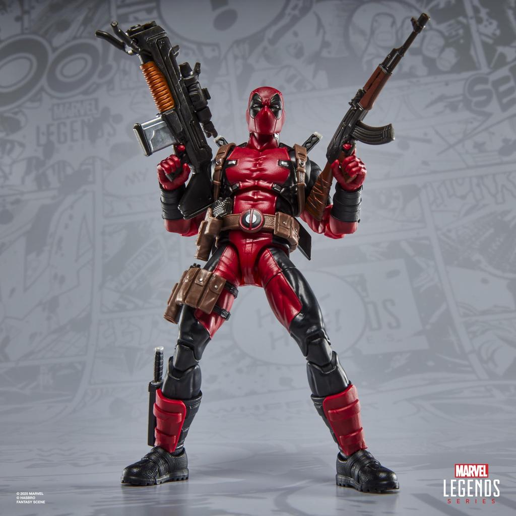 Hasbro Marvel Legends Maximum Series Deluxe Deadpool Comics Collectible 15cm Action Figure with 24 Accessories Including Doop Authentic Deadpool,