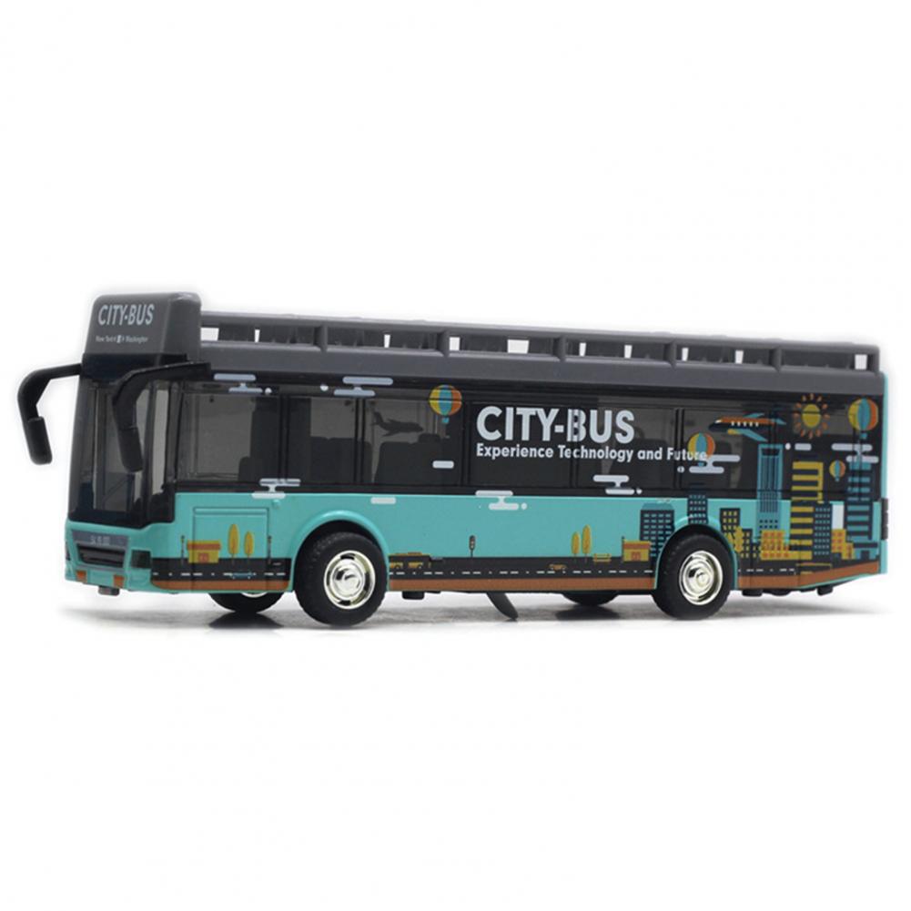 Двухэтажный автобус 1/50 Tour для малышей, игровые транспортные средства из литого сплава со звуками и подсветкой, городские машинки-игрушки с открывающимися дверями с откатным механизмом