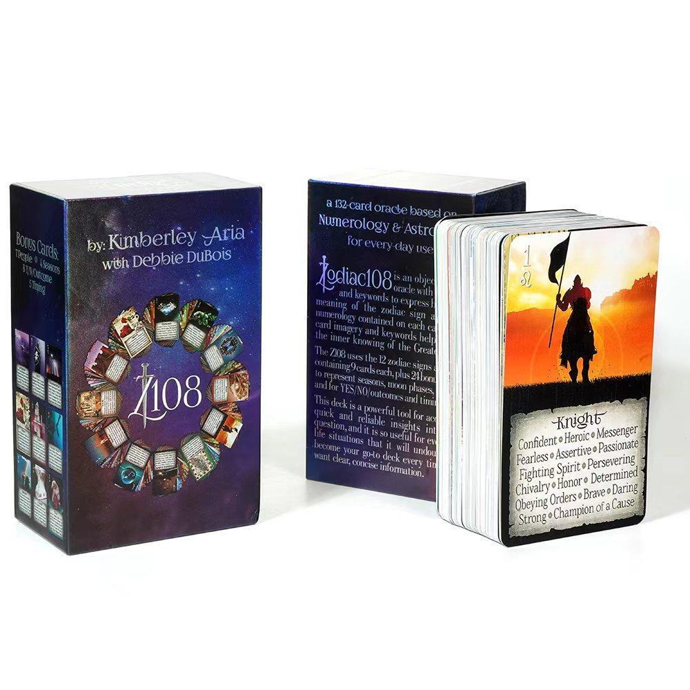 Колода оракулов IN2IT Zodiac 108 с ключевыми словами 132 карты оракула на основе астрологии и нумерологии в жесткой коробке 12*7 см