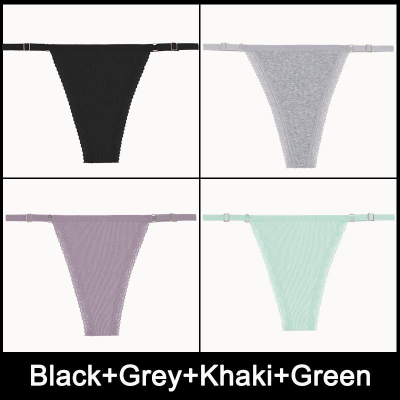 4PCS/Set Adjustable Waist Sexy G-string Panties Cotton Women's Underwear Girl Female Pantys Bikini Lady Thongs Lingerie